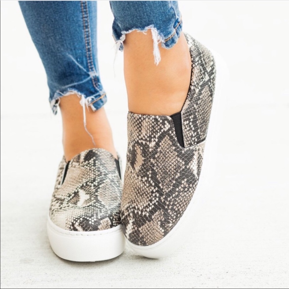 Snake Skin Slip on Shoes